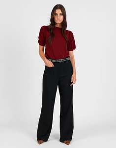 Storm: Merino Stitch Sleeve Sweater - Mulberry