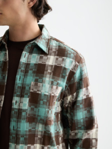 Abstract Check Relaxed Fit Shirt - Agate Green