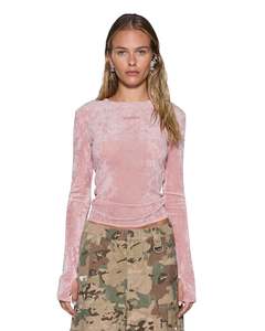 Ksubi Womens: Baby Girl Mesh LS Top - Cameo Pink