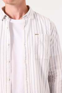 Stripe L/S Shirt - White w/Blue Stripe