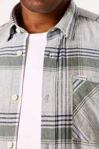 Garcia Mens: Check L/S Shirt - Sage Green