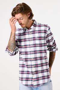 Garcia Mens: Red/White/Blue Check Plaid Shirt