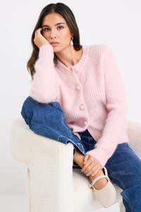 Highlight Mohair Blend Cardigan - Blush