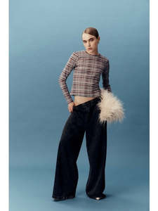 Bella LS Top - Faded Check