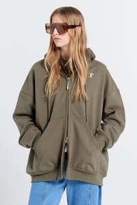 Runaway Girl Cropped Oversized Hoodie - Hunter Green