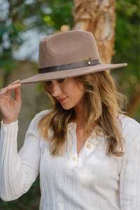 Hats Caps: Tanner Wool Mid Western Hat - Dark Taupe