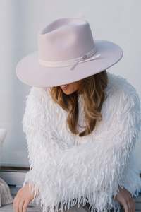Hats Caps: Tessa Wool Panama Hat - Pink