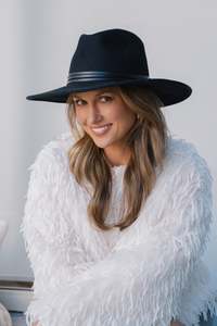 Tessa Wool Panama Hat - Black
