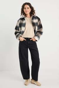 Flo Frankie: Sweeping Soft Jacket - Grey Check