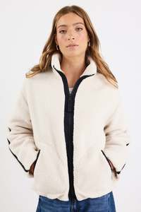 Flo Frankie: Chalet Sherpa Collared Jacket - Taupe