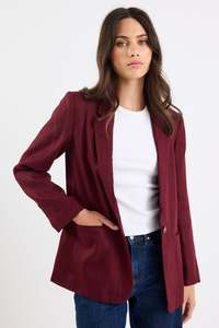 Flo Frankie: Voyant Longline Blazer - Burgundy