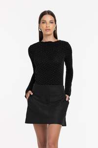 Gigi Top - Black With Silver Diamantes
