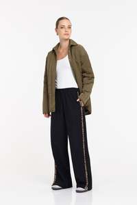 Blak: Diego Pant - Black With Leopard Trim