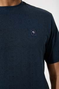 Mens T Shirts: Geometric Medallion Tee - Fossil Blue