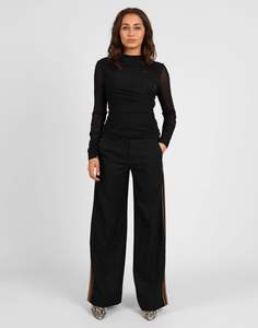 Storm: Pinstripe Side Tape Pant - Black