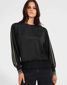 Contrast Rib Top - Black
