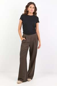 Pants 1: Instinctive Wide Leg Elastic Back Pants - Dark Chocolate