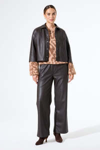 Garcia: Faux Leather Pants - Night Brown