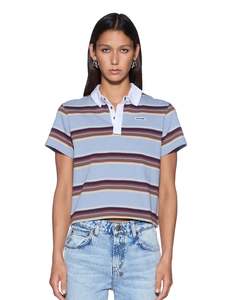 Womens Tee Shirts: Sott Shrunken Polo - Multi Stripe