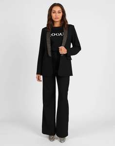 Studded Lapel Blazer - Black