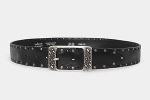 Solid Hide Detailed Buckle Belt - Black