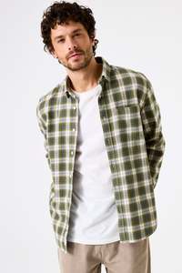 Check Flannelette LS Shirt - Green Moss