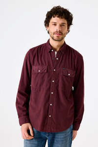 Shirts Long Sleeve: Corduroy Shirt - Burgundy
