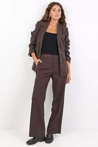 Jaunty Slant Pocket Wide Leg Pants - Dark Chocolate