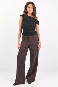 Pants 1: Fierce Low Rise Stretch Wide Leg Pant - Chocolate