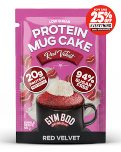 Products: GYM BOD Red Velvet Protein Mug Cake