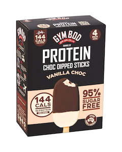 In: GYM BOD Protein Vanilla Choc Dipped Sticks (4 Pack)