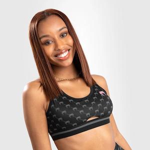 Venum: Venum Monogram Sports Bra | Black/Pink Gold