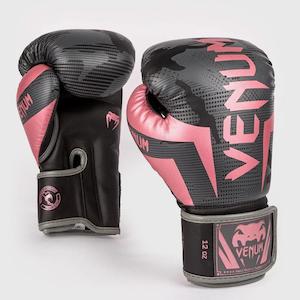 Boxing Gloves: Venum Elite Boxing Gloves | Black/Pink Gold