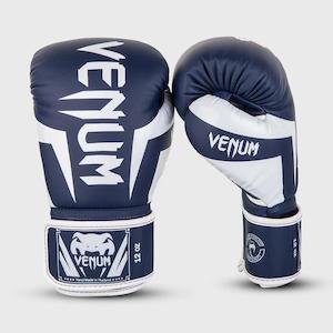 Venum Elite Boxing Gloves | White/Navy Blue