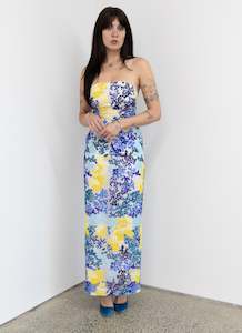 Coral Sea Beaded Strapless Gown