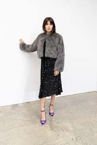 Woollen Coat: Faux Fox Fur Cropped Coat