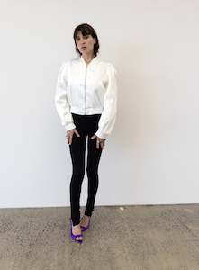 New Wave Collection: Swallow Satin Bomber White & Navy