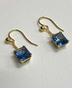 Earrings: Sky-Fall Blue Topaz Drops In Gold
