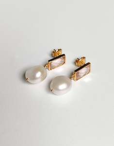 Rain Pink Quartz & Pearl Drop Earrings