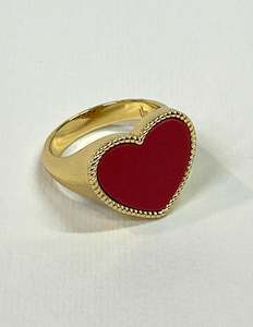 Rings: Valencia Heart Ring In gold Red Agate
