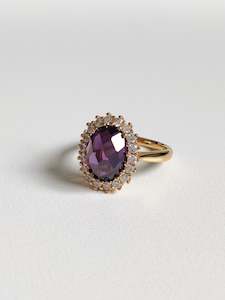 Rings: Chrysanthemum Gold Ring - Amethyst