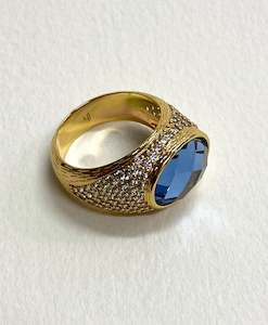 Rings: Pharaoh Gold Ring With Blue Topaz