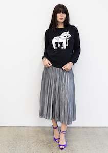 Dala Horse Black Sweatshirt (white)