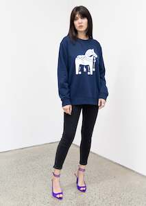 Dala Horse Navy Sweatshirt (white)