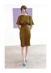 New Arrivals: Galxy Dress In Metalic Gold (knee length)