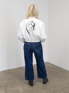 New Arrivals: Britta Cropped Bomber Jacket ( Lion print in white)