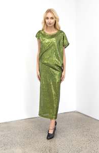 Dresses: Mercury Dress In Cerise Green Sequin