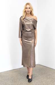 Dresses: Toni Rose Gold Lamé Dress (3/4)