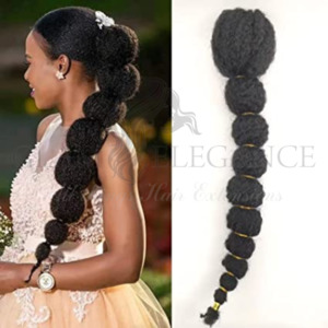 Glam Elegance: 18inch Braided Drawstring Ponytail #1B (N)