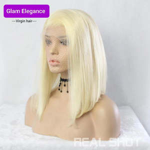 Glam Elegance: Glam Elegance Premium AAA Colour 613 Blunt Cut Lace Front Bob Wig